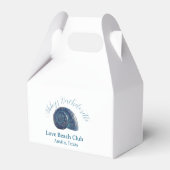 Bachelorette party beach club blue sea shell name  bedankdoosjes (Achterkant)