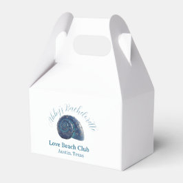 Bachelorette party beach club blue sea shell name  bedankdoosjes