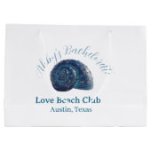 Bachelorette party beach club blue sea shell name  groot cadeauzakje (Achterkant)
