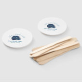 Bachelorette party beach club blue sea shell name  handwaaier (Niet-gemonteerd)