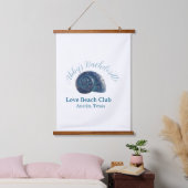 Bachelorette party beach club blue sea shell name  hangend wandkleed (Slaapkamer)