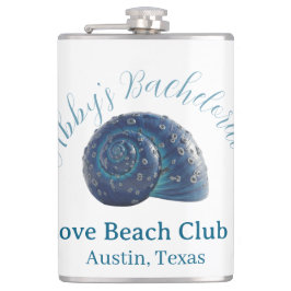 Bachelorette party beach club blue sea shell name  heupfles