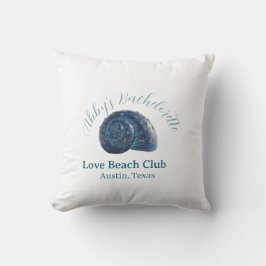 Bachelorette party beach club blue sea shell name  kussen