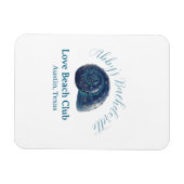 Bachelorette party beach club blue sea shell name  magneet (Horizontaal)