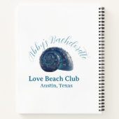 Bachelorette party beach club blue sea shell name  notitieboek (Achterkant)