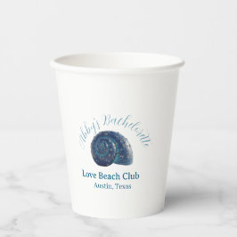 Bachelorette party beach club blue sea shell name  papieren bekers