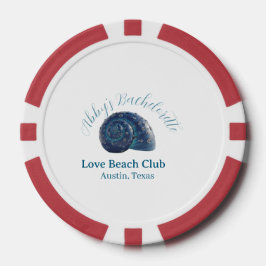 Bachelorette party beach club blue sea shell name  poker chips