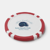 Bachelorette party beach club blue sea shell name  poker chips (Enkel)