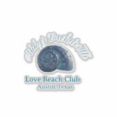 Bachelorette party beach club blue sea shell name  sticker (Voorkant)