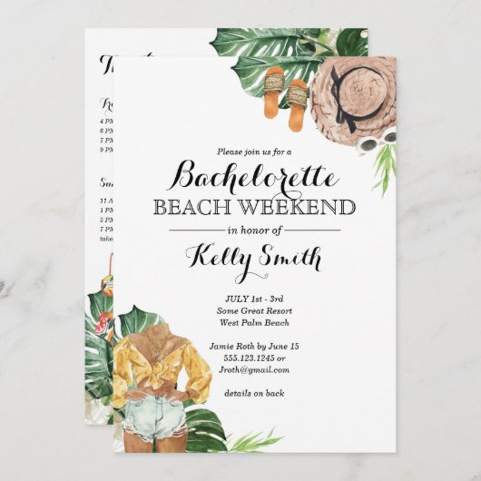 Bachelorette Party Beach Weekend Itinerary Kaart (Voorkant / Achterkant)