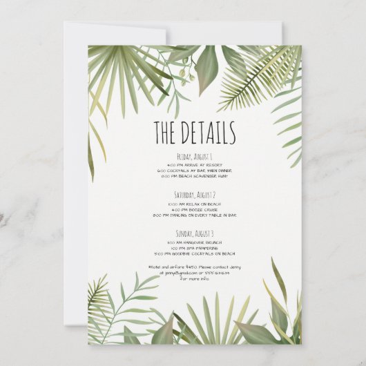 Bachelorette Party Beach Weekend Itinerary Kaart (Achterkant)