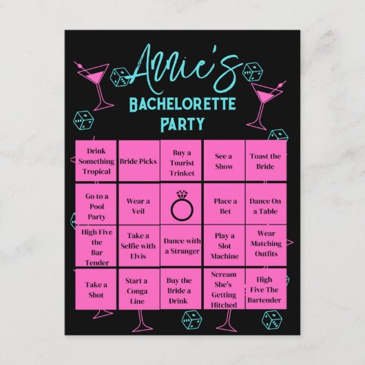 Bachelorette Party Bingo Las Vegas Informatiekaartje (Voorkant)
