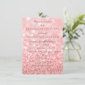 Bachelorette Party Birthay Glitter Pink Rose White Kaart (Staand voorkant)