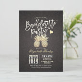 Bachelorette Party Black and Gold Pineapple Couple Kaart (Staand voorkant)