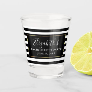 Bachelorette Party Black and White Stripes Shot Glas