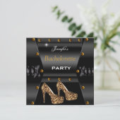 Bachelorette Party Black Leopard Gold Studs Kaart (Staand voorkant)