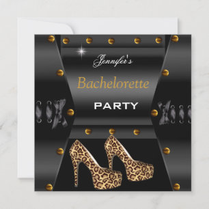 Bachelorette Party Black Leopard Gold Studs Kaart