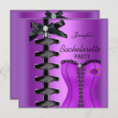 Bachelorette Party Black Paars Diamond Corset Stro Kaart (Voorkant / Achterkant)