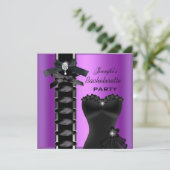 Bachelorette Party Black Paars Diamond Corset Stro Kaart (Staand voorkant)