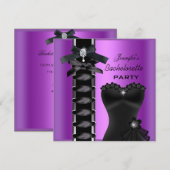 Bachelorette Party Black Paars Diamond Corset Stro Kaart (Voorkant / Achterkant)