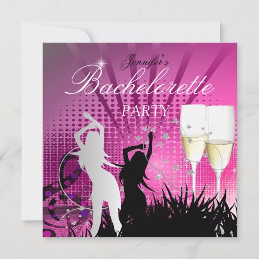 Bachelorette Party Black Pink White Champagne Kaart (Voorkant)