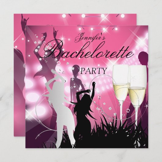 Bachelorette Party Black Pink White Champagne Kaart (Voorkant / Achterkant)