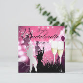 Bachelorette Party Black Pink White Champagne Kaart (Staand voorkant)
