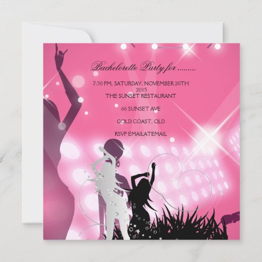 Bachelorette Party Black Pink White Champagne Kaart (Achterkant)