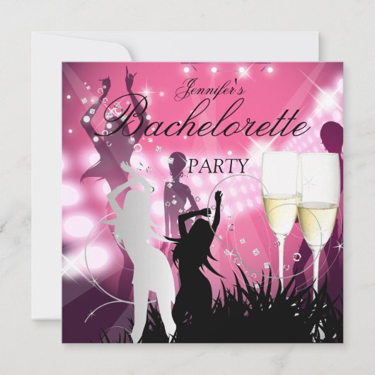Bachelorette Party Black Pink White Champagne Kaart (Voorkant)