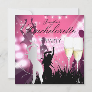 Bachelorette Party Black Pink White Champagne Kaart