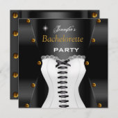 Bachelorette Party Black White corset Gold Studs Kaart (Voorkant / Achterkant)