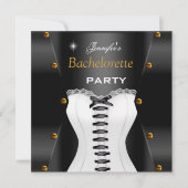 Bachelorette Party Black White corset Gold Studs Kaart (Voorkant)