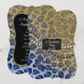 Bachelorette Party Blauw Goud Luipaard Dierenprint Kaart (Voorkant / Achterkant)
