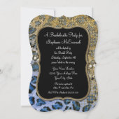 Bachelorette Party Blauw Goud Luipaard Dierenprint Kaart (Achterkant)