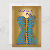 Bachelorette Party Blauwgroen Blauw Corset Goud Ge Kaart (Voorkant)
