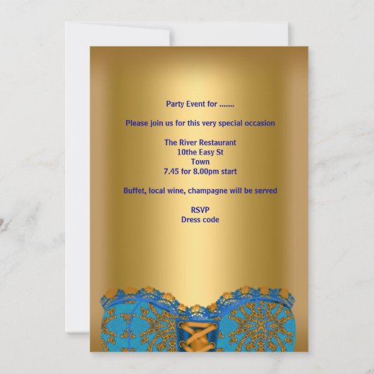 Bachelorette Party Blauwgroen Blauw Corset Goud Ge Kaart (Achterkant)