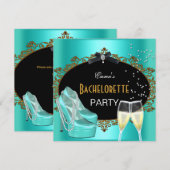 Bachelorette Party Blauwgroen Blauw Gold Black Sho Kaart (Voorkant / Achterkant)