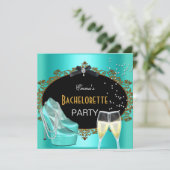 Bachelorette Party Blauwgroen Blauw Gold Black Sho Kaart (Staand voorkant)