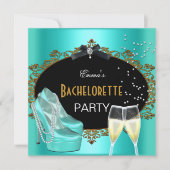 Bachelorette Party Blauwgroen Blauw Gold Black Sho Kaart (Voorkant)