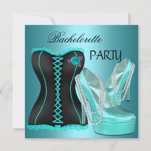 Bachelorette Party Blauwgroen Blauw Hi heel Schoen Kaart (Voorkant)