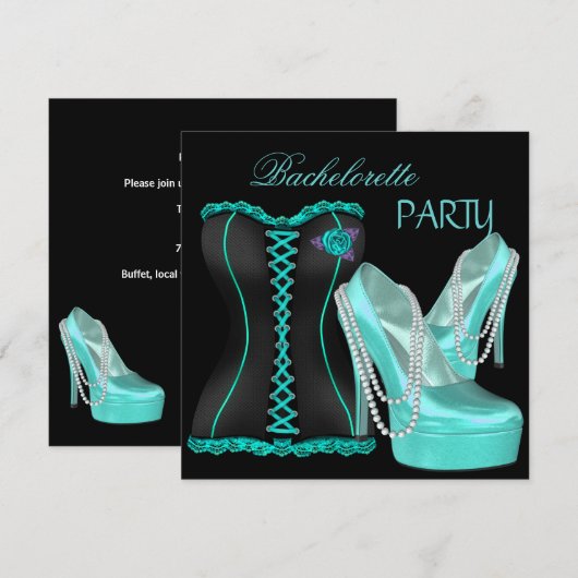 Bachelorette Party Blauwgroen Blauw Hi heel Schoen Kaart (Voorkant / Achterkant)