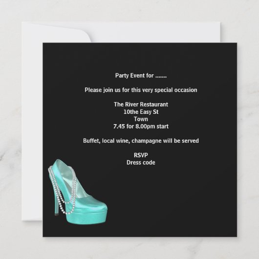 Bachelorette Party Blauwgroen Blauw Hi heel Schoen Kaart (Achterkant)