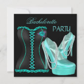 Bachelorette Party Blauwgroen Blauw Hi heel Schoen Kaart (Voorkant)