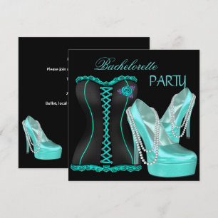 Bachelorette Party Blauwgroen Blauw Hi heel Schoen Kaart