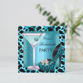 Bachelorette Party Blauwgroen blauw luipaard schoe Kaart (Staand voorkant)