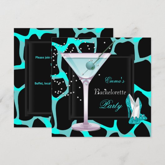 Bachelorette Party Blauwgroen blauw luipaard schoe Kaart (Voorkant / Achterkant)