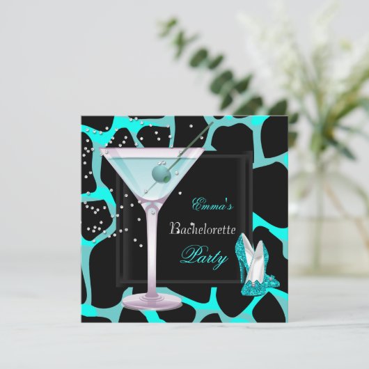 Bachelorette Party Blauwgroen blauw luipaard schoe Kaart (Staand voorkant)