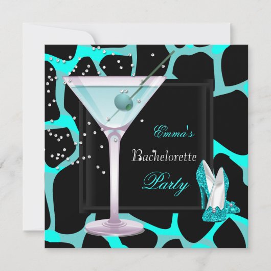 Bachelorette Party Blauwgroen blauw luipaard schoe Kaart (Voorkant)