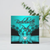 Bachelorette Party Blauwgroen blauw zwart logo 2 Kaart (Staand voorkant)