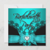 Bachelorette Party Blauwgroen blauw zwart logo 2 Kaart (Voorkant)